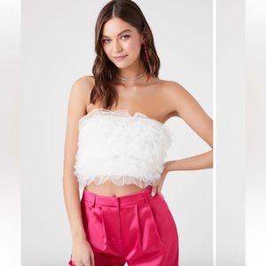 Ruffle mesh tube top